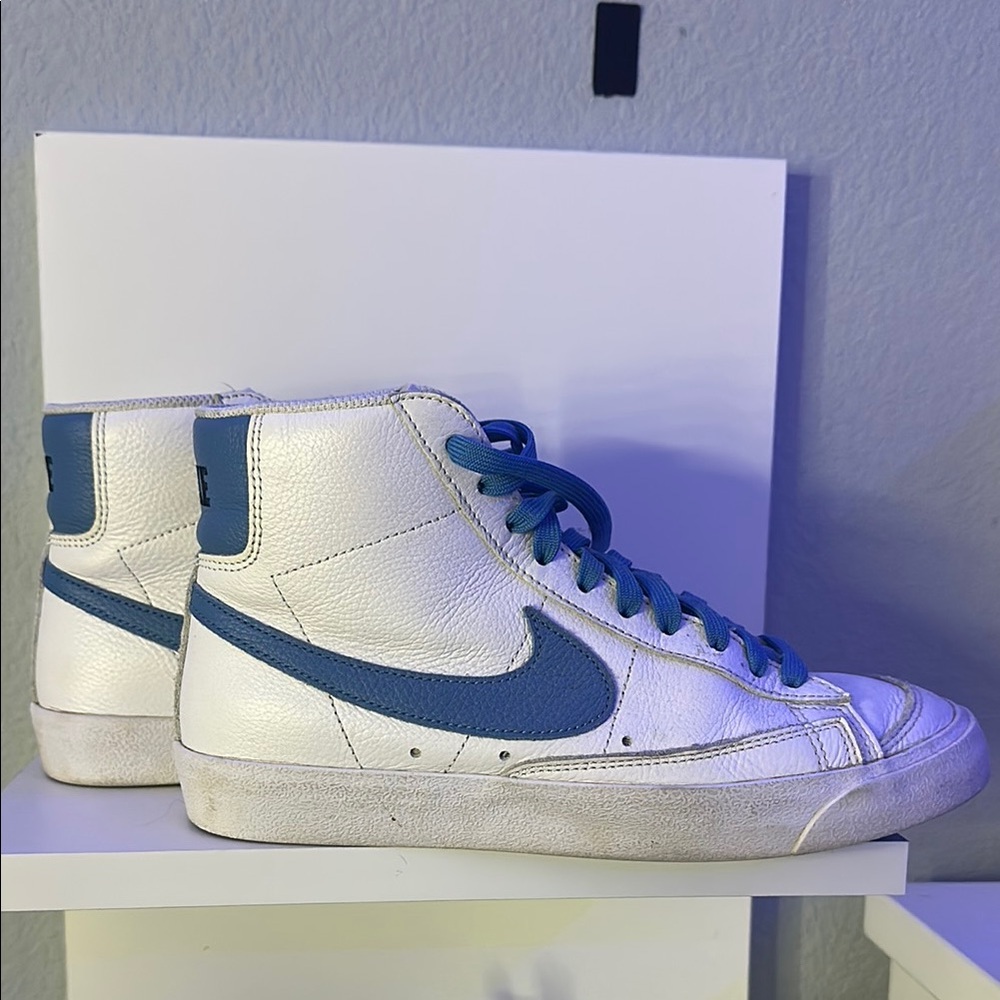 Nike White and Blue Custom Blazers - Woman’s Size 8